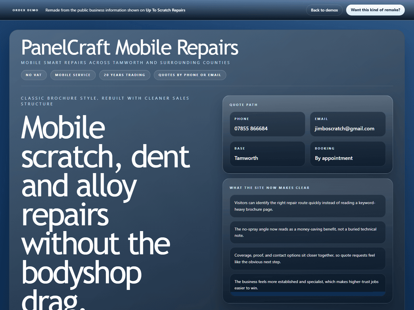 PanelCraft Mobile Repairs remake preview